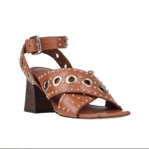 NWB- Maje Brown Wrap Up Leather Sandals Gold Metal Detail